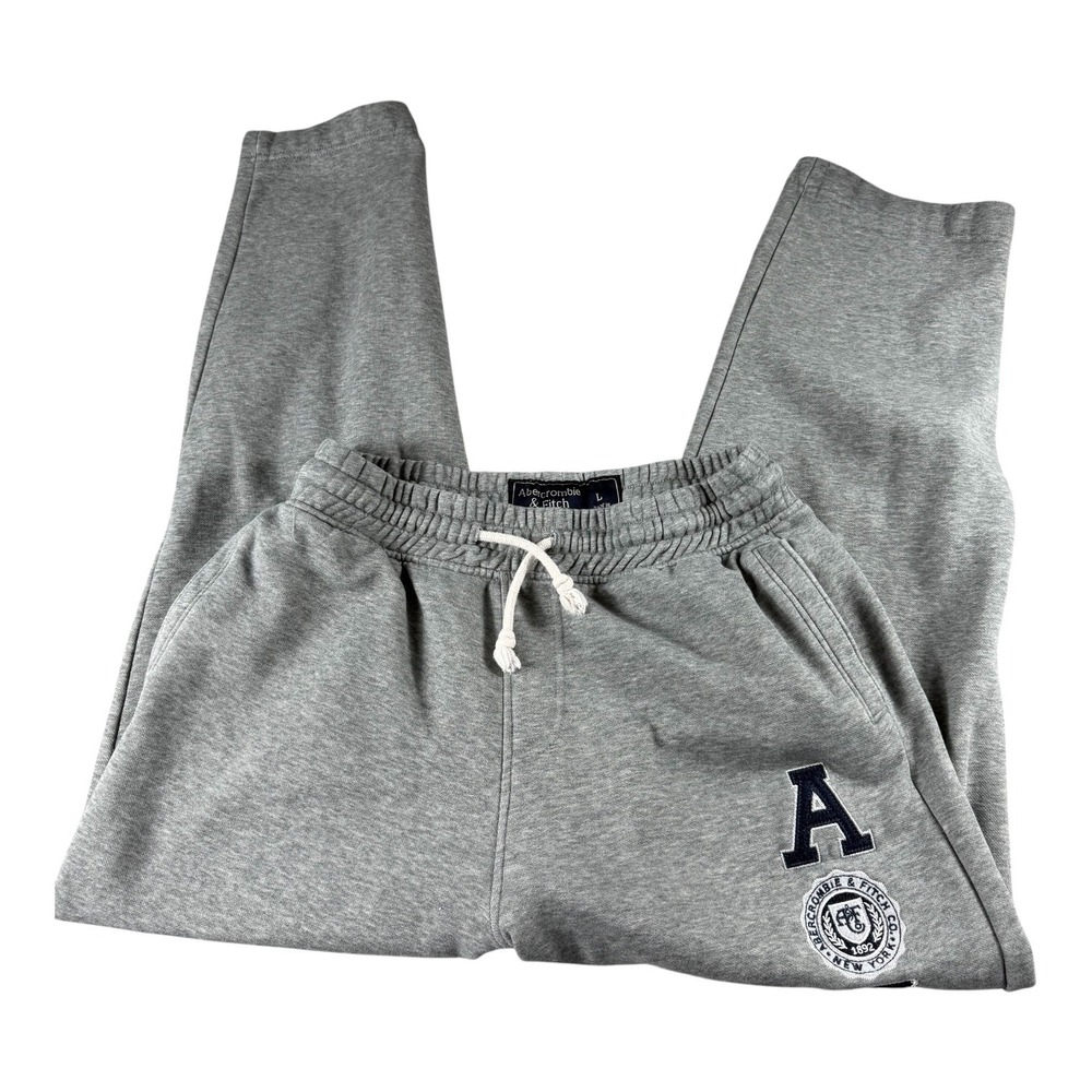 Abercrombie & Fitch Mens Gray Fleece Jogger Sweatpants AF Logo Large